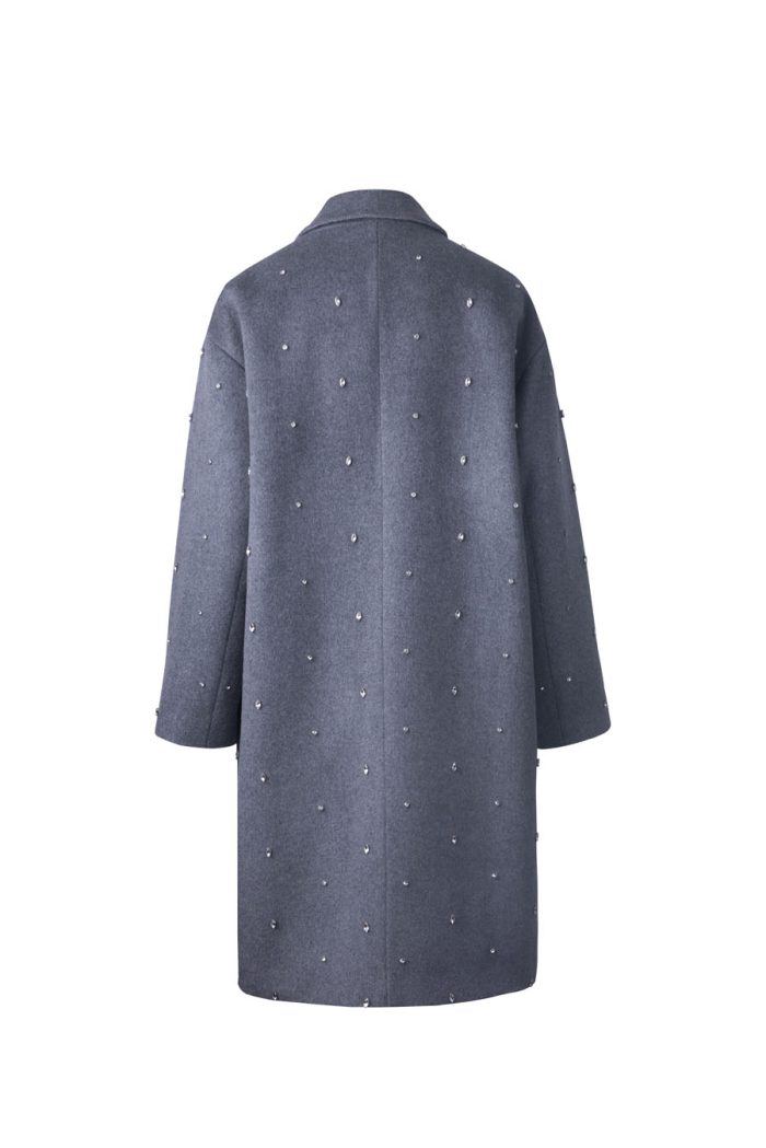 Rhinestone wool coats long - 图片 3